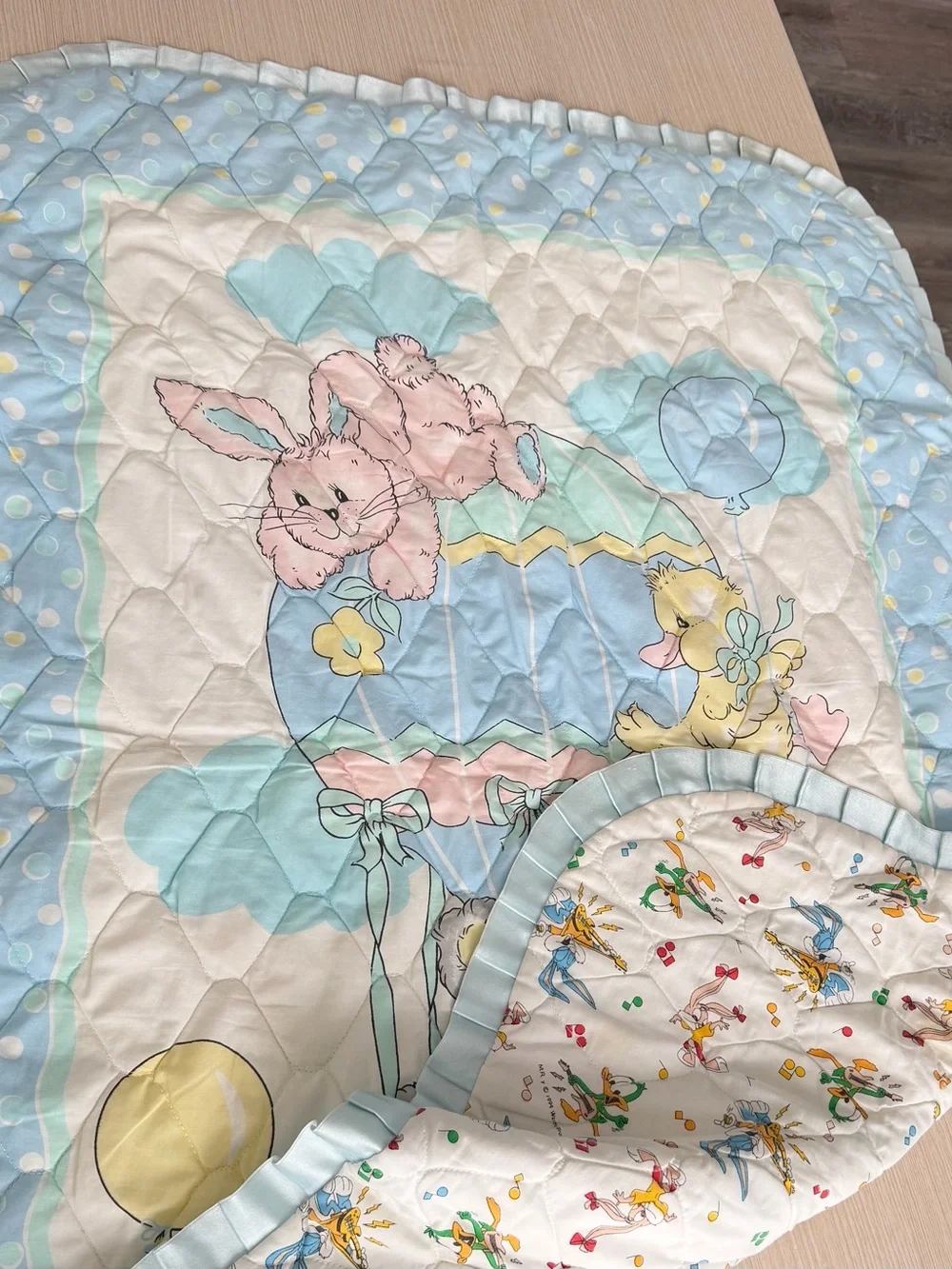 Baby Bedding Quilt - Blue Cartoon Character Nursery Blanket